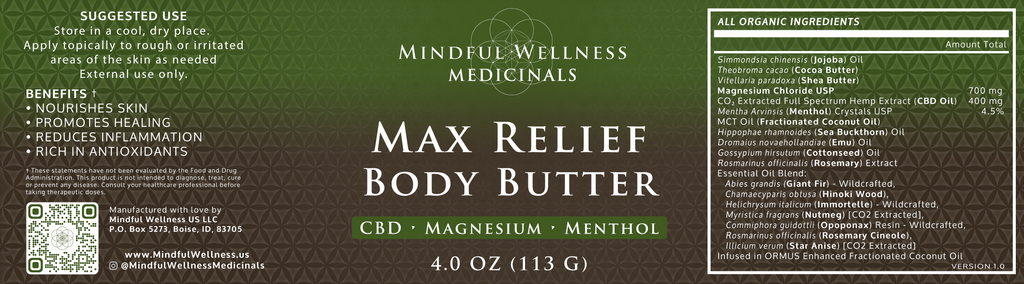 Max Relief Body Butter (CBD + Magnesium + Menthol)