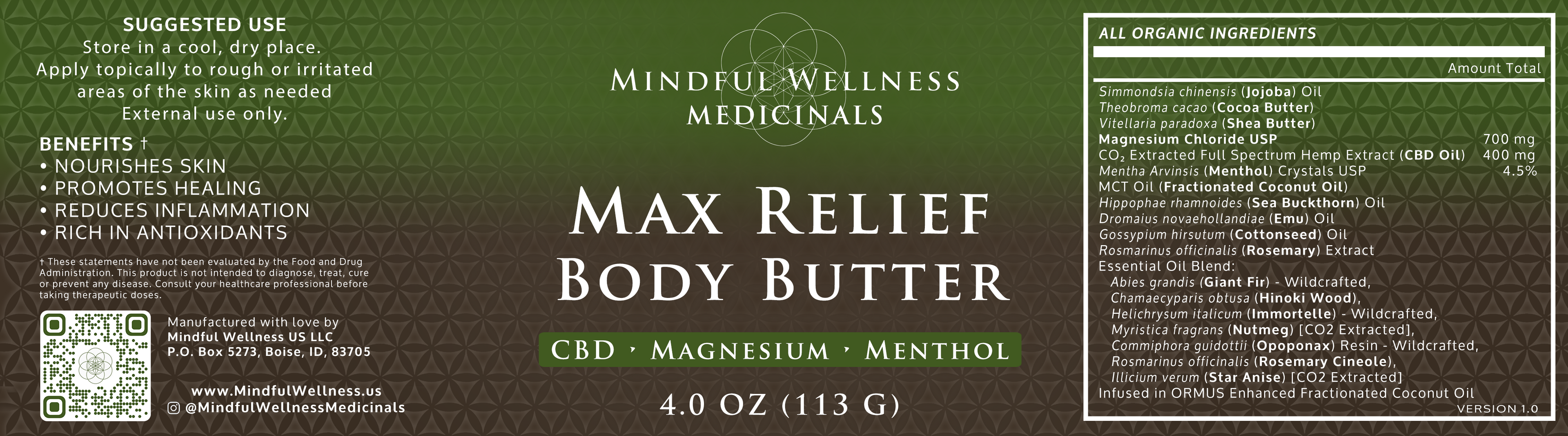 Max Relief Body Butter (CBD + Magnesium + Menthol)