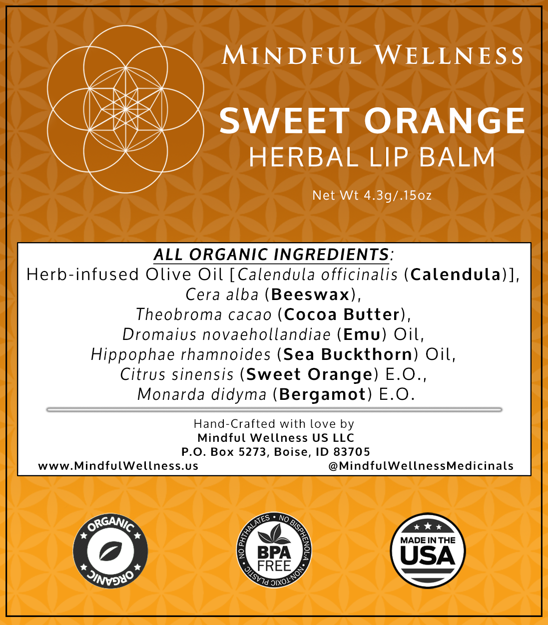 CBD Rose & Sweet Orange - Herbal Lip Balm